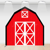 Lofaris Black Red Farm House Barn Door Arch Birthday Backdrop